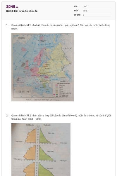 Bài 54: Dân cư xã hội châu Âu