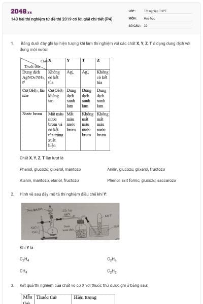 140 bài thí nghiệm từ đề thi 2019 có lời giải chi tiết (P4)