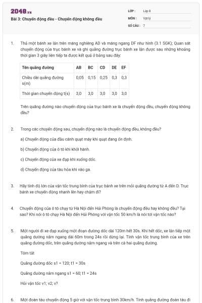 Bài 3: Chuyển động đều - Chuyển động không đều