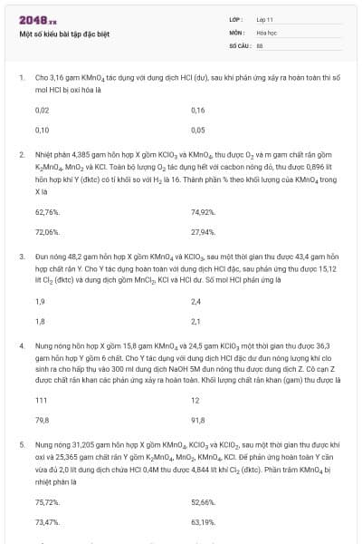 Một số kiểu bài tập đặc biệt