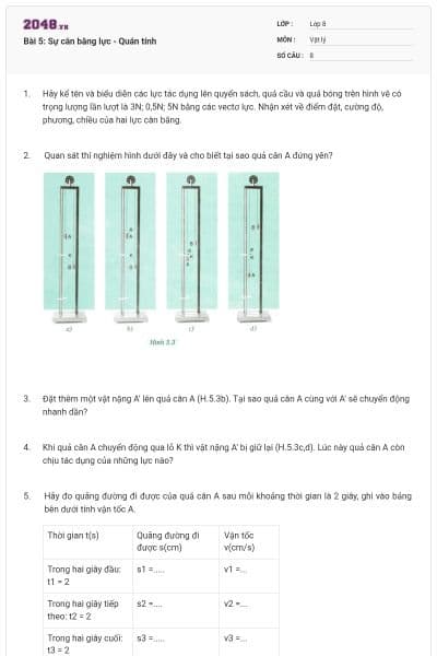 Bài 5: Sự cân bằng lực - Quán tính