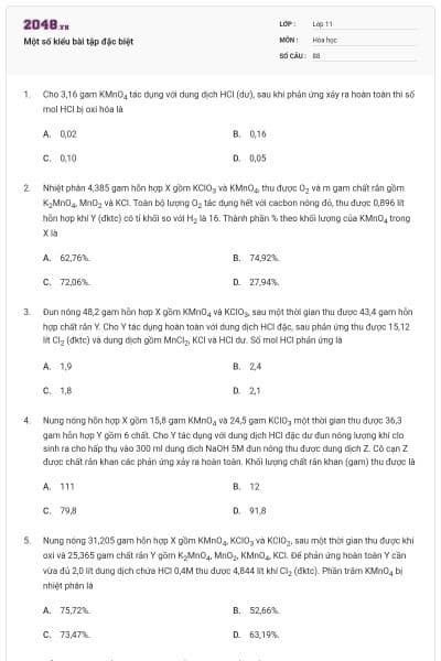 Một số kiểu bài tập đặc biệt