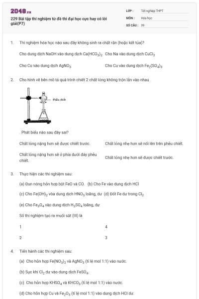 229 Bài tập thí nghiệm từ đề thi đại học cực hay có lời giải(P7)