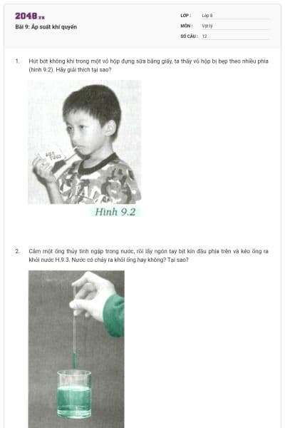 Bài 9: Áp suất khí quyển