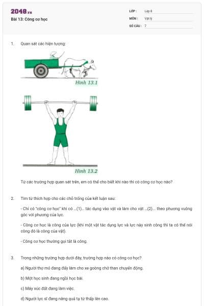 Bài 13: Công cơ học