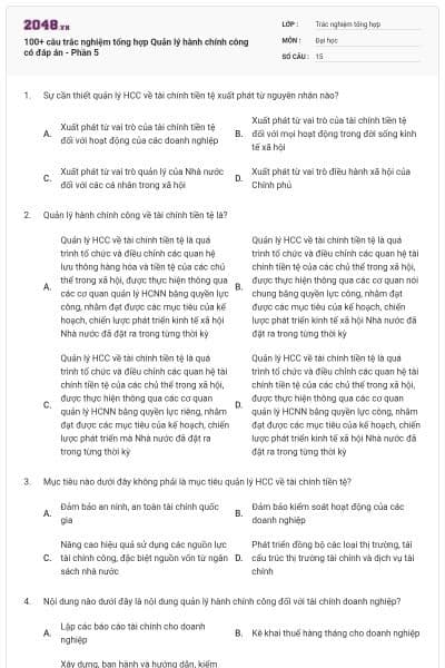 100+ câu trắc nghiệm tổng hợp Quản lý hành chính công có đáp án - Phần 5