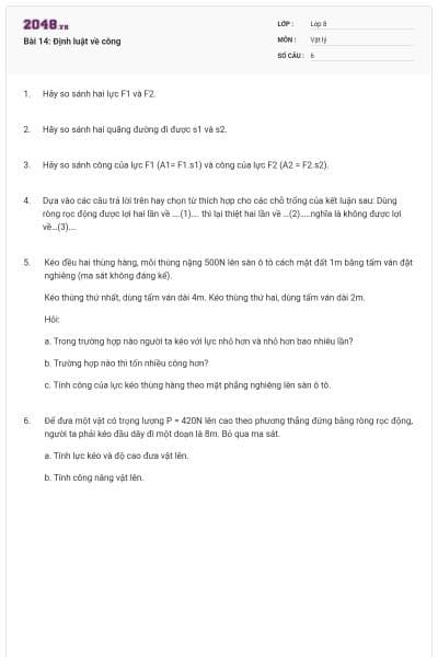 Bài 14: Định luật về công