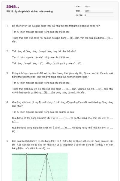 Bài 17: Sự chuyển hóa và bảo toàn cơ năng
