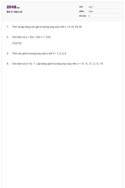 Bài 5: Hàm số