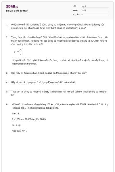 Bài 28: Động cơ nhiệt