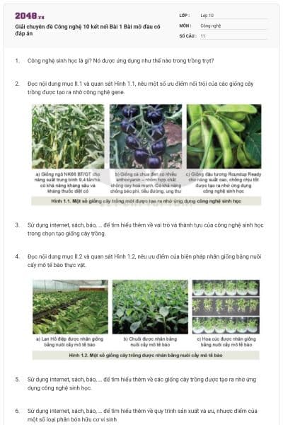 Giải chuyên đề Công nghệ 10 kết nối Bài 1 Bài mở đầu có đáp án