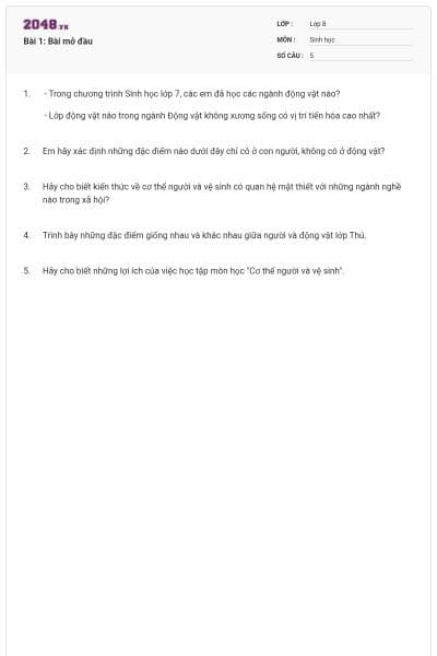 Bài 1: Bài mở đầu