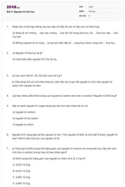 Bài 5: Nguyên tố hóa học