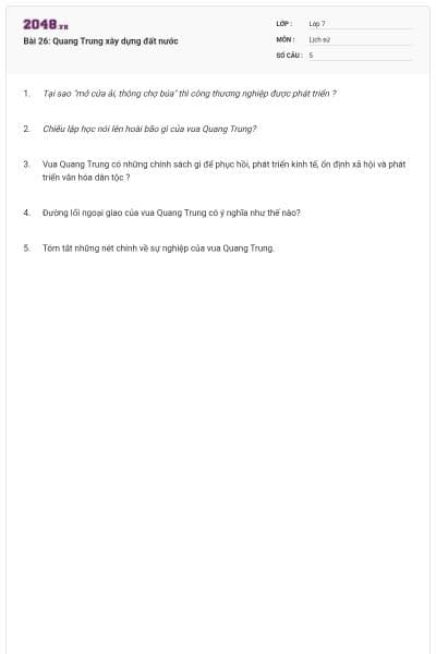 Bài 26: Quang Trung xây dựng đất nước