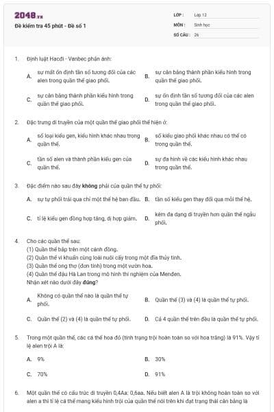Đề kiểm tra 45 phút - Đề số 1