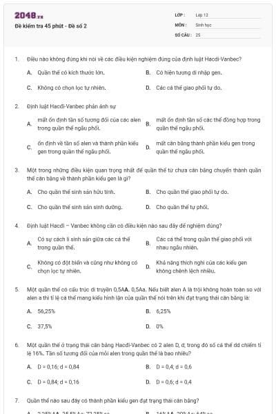 Đề kiểm tra 45 phút - Đề số 2