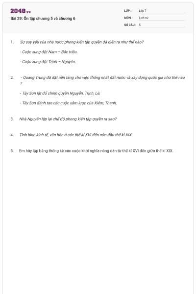 Bài 29: Ôn tập chương 5 và chương 6