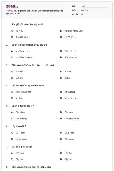 15 câu trắc nghiệm Nghệ nhân Bát Tràng Chân trời sáng tạo có đáp án