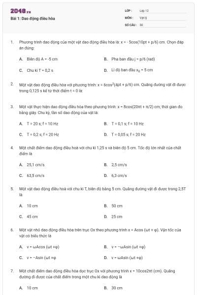 Bài 1: Dao động điều hòa