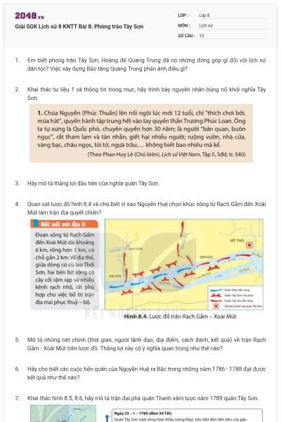 Giải SGK Lịch sử 8 KNTT Bài 8: Phòng trào Tây Sơn