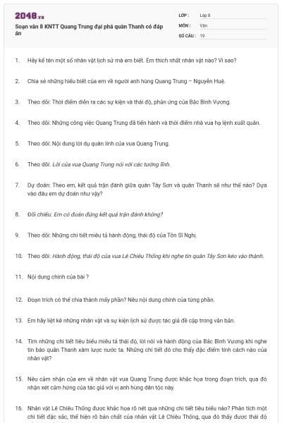 Soạn văn 8 KNTT Quang Trung đại phá quân Thanh có đáp án