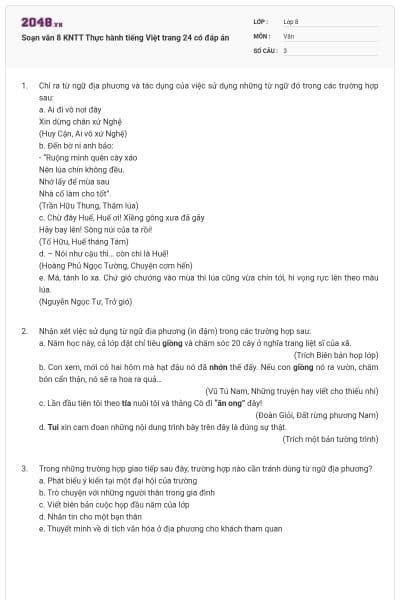 Soạn văn 8 KNTT Thực hành tiếng Việt trang 24 có đáp án