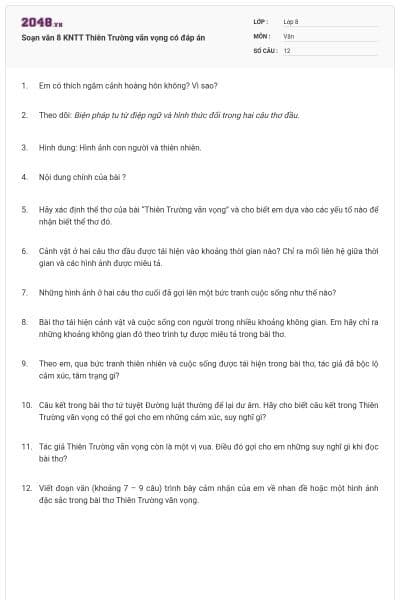 Soạn văn 8 KNTT Thiên Trường vãn vọng có đáp án