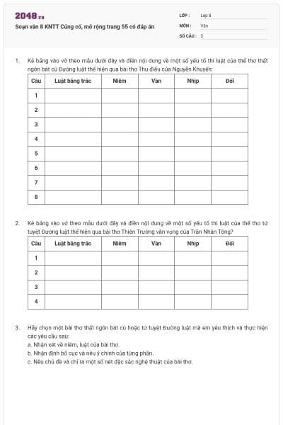 Soạn văn 8 KNTT Củng cố, mở rộng trang 55 có đáp án