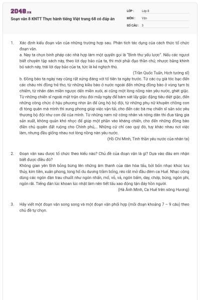 Soạn văn 8 KNTT Thực hành tiếng Việt trang 68 có đáp án