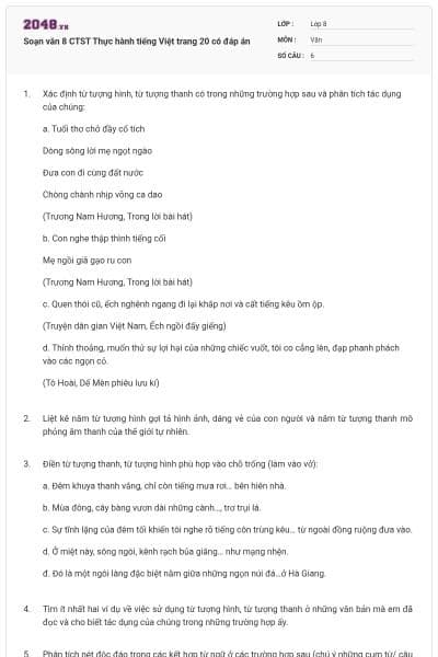 Soạn văn 8 CTST Thực hành tiếng Việt trang 20 có đáp án