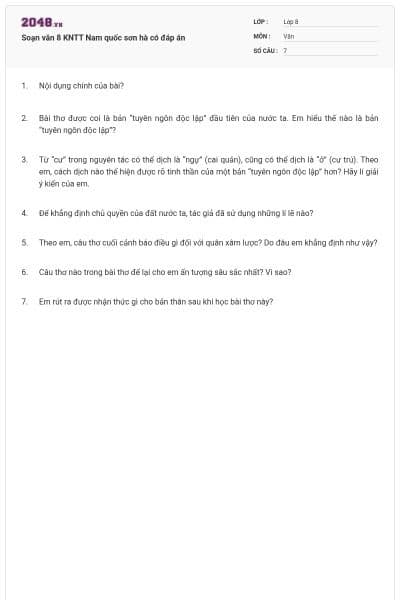 Soạn văn 8 KNTT Nam quốc sơn hà có đáp án