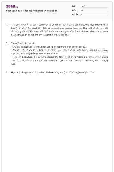 Soạn văn 8 KNTT Đọc mở rộng trang 79 có đáp án