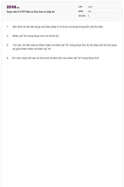 Soạn văn 8 CTST Bài ca Côn Sơn có đáp án