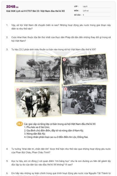 Giải SGK Lịch sử 8 CTST Bài 23: Việt Nam đầu thế kỉ XX