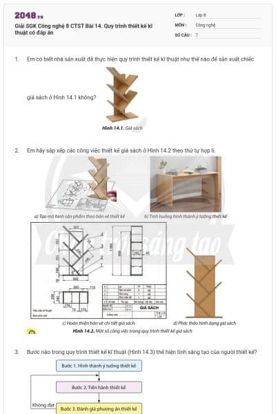 Giải SGK Công nghệ 8 CTST Bài 14. Quy trình thiết kế kĩ thuật có đáp án