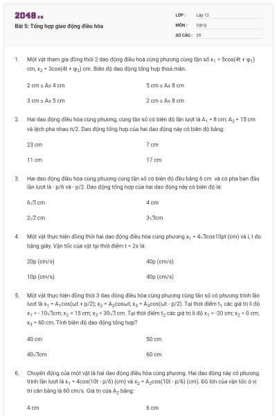 Bài 5: Tổng hợp giao động điều hòa