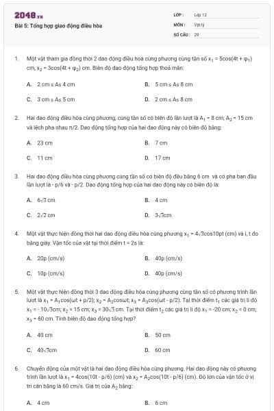 Bài 5: Tổng hợp giao động điều hòa