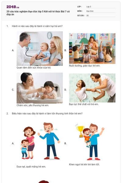 20 câu trắc nghiệm Đạo đức lớp 5 Kết nối tri thức Bài 7 có đáp án