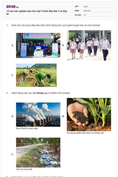 15 câu trắc nghiệm Đạo đức lớp 5 Cánh diều Bài 7 có đáp án