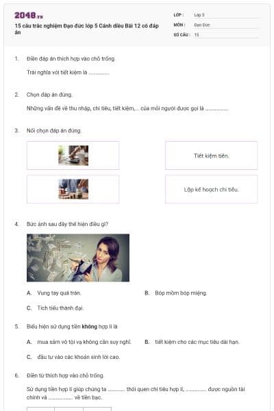 15 câu trắc nghiệm Đạo đức lớp 5 Cánh diều Bài 12 có đáp án