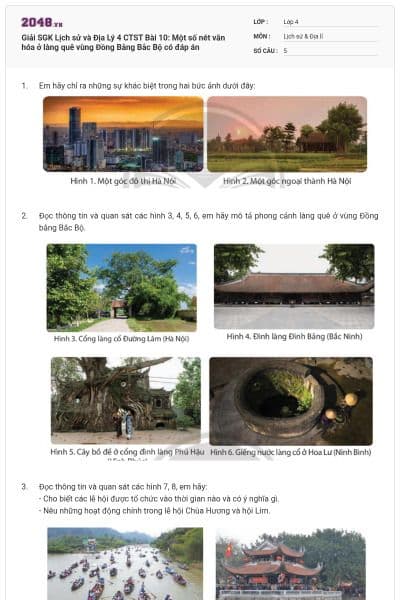 Giải SGK Lịch sử và Địa Lý 4 CTST Bài 10: Một số nét văn hóa ở làng quê vùng Đồng Bằng Bắc Bộ có đáp án