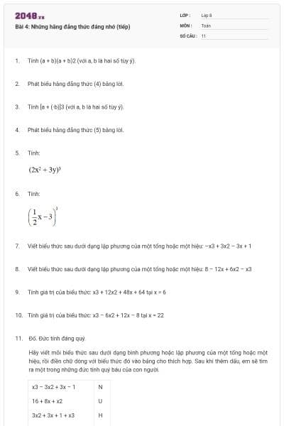 Bài 4: Những hằng đẳng thức đáng nhớ (tiếp)