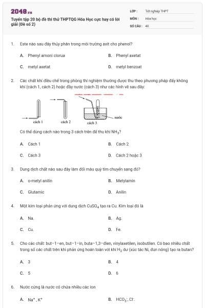 Tuyển tập 20 bộ đề thi thử THPTQG Hóa Học cực hay có lời giải (Đề số 2)