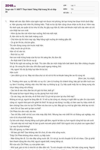 Soạn văn 11 KNTT Thực hành Tiếng Việt trang 36 có đáp án