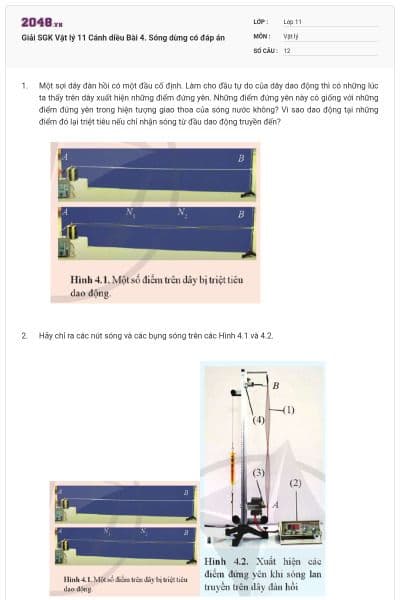 Giải SGK Vật lý 11 Cánh diều Bài 4. Sóng dừng có đáp án