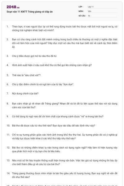 Soạn văn 11 KNTT Tràng giang có đáp án