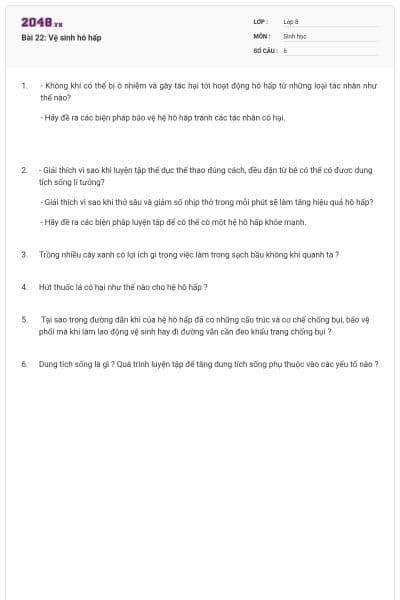 Bài 22: Vệ sinh hô hấp