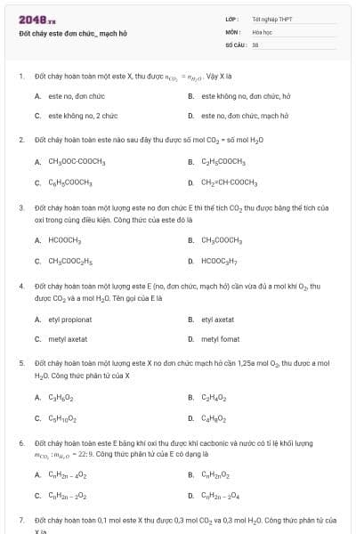 Đốt cháy este đơn chức_ mạch hở