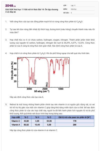 Giải SGK Hoá học 11 Kết nối tri thức Bài 14: Ôn tập chương 3 có đáp án