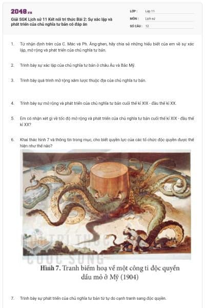 Giải SGK Lịch sử 11 Kết nối tri thức Bài 2: Sự xác lập và phát triển của chủ nghĩa tư bản có đáp án